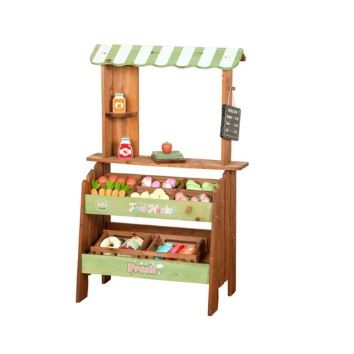 Wooden market stand striped - wooden,